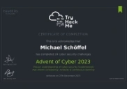 Advent of Cyber 2023 Certificate