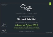 Advent of Cyber 2023 Certificate